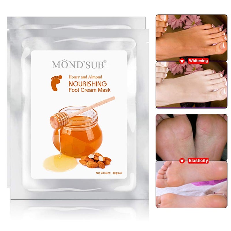Mond'sub 5 Pairs of MOND'SUB Honey & Almond Nourishing Foot Masks - Baby Foot Moisturizing Mask for Dry Skin to Removing Dead Skin & Repairing Rough Heels & Foot Crack - Image 4